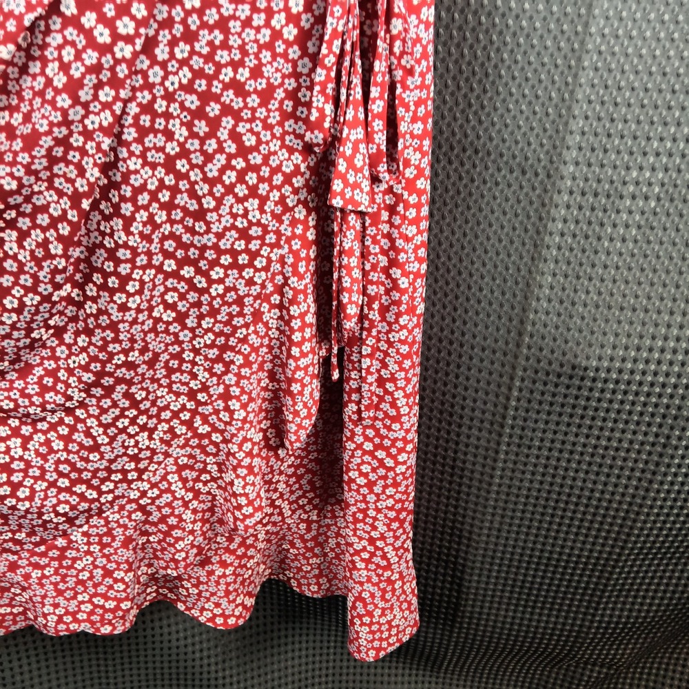Jessica Howard Red White Floral Faux Wrap Dress Plus Size 24W Short Sleeve Midi - Picture 9 of 16
